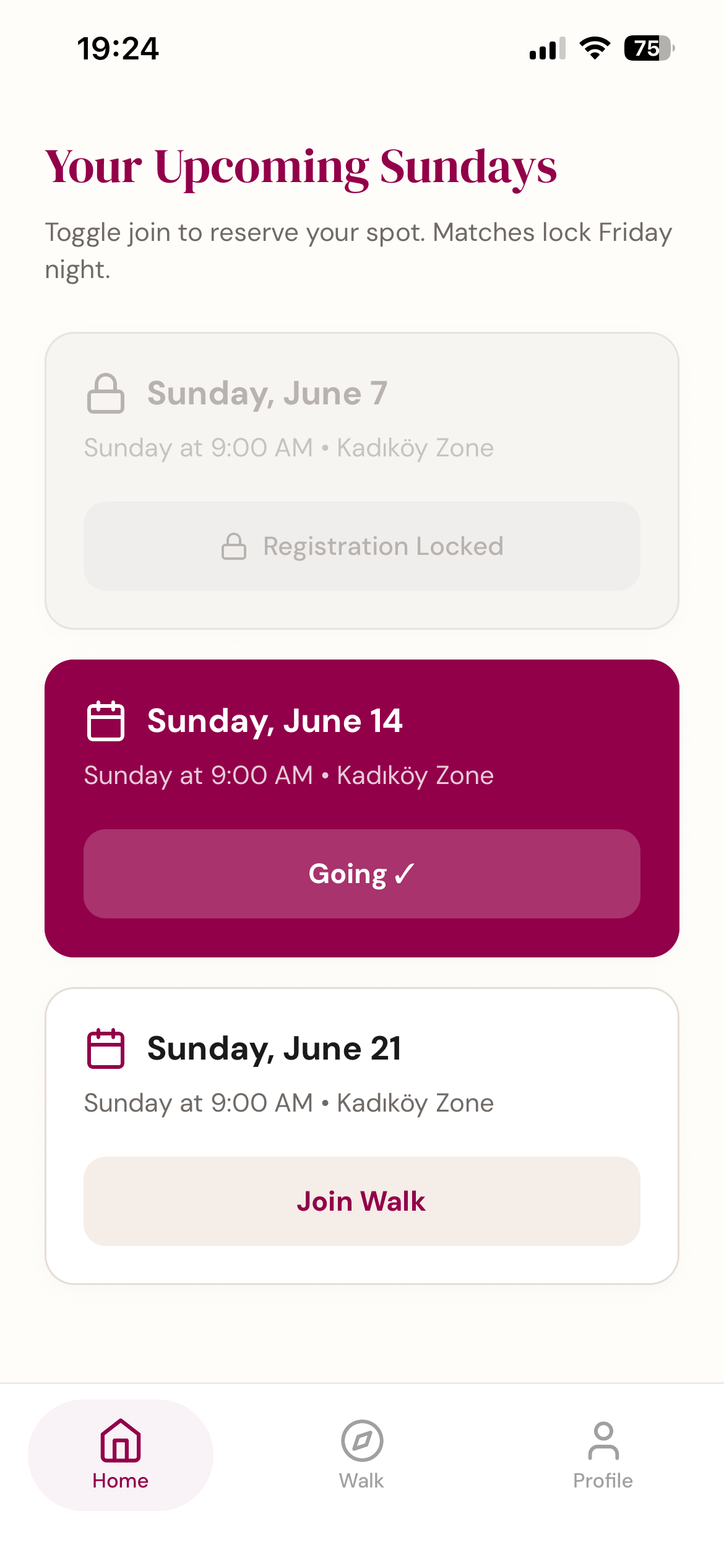 Social Walkers App Screen